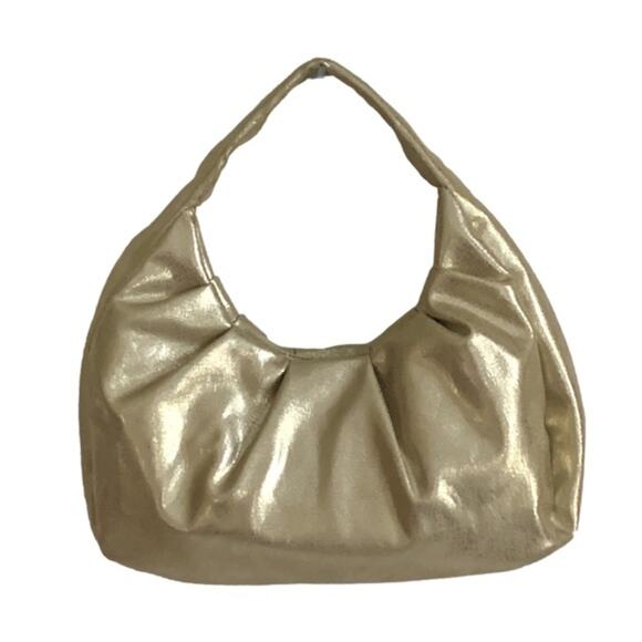 INC International Concepts Bag Purse KJ Gold Hobo Crescent Medium Handbag Bag - Picture 1 of 13
